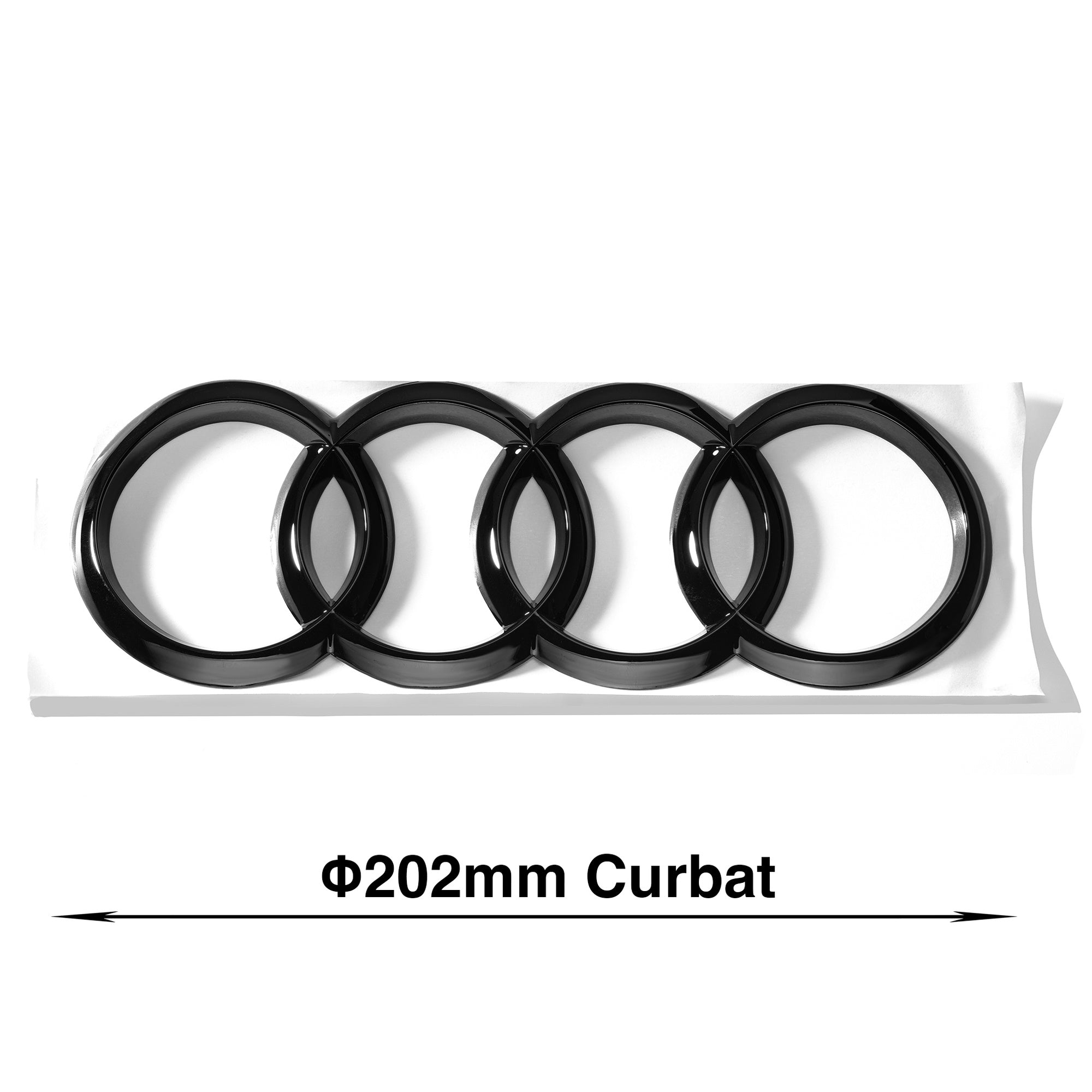 Emblemă spate Audi A7 / S7 / RS7 C7 curbată, 202 mm, Negru Lucios