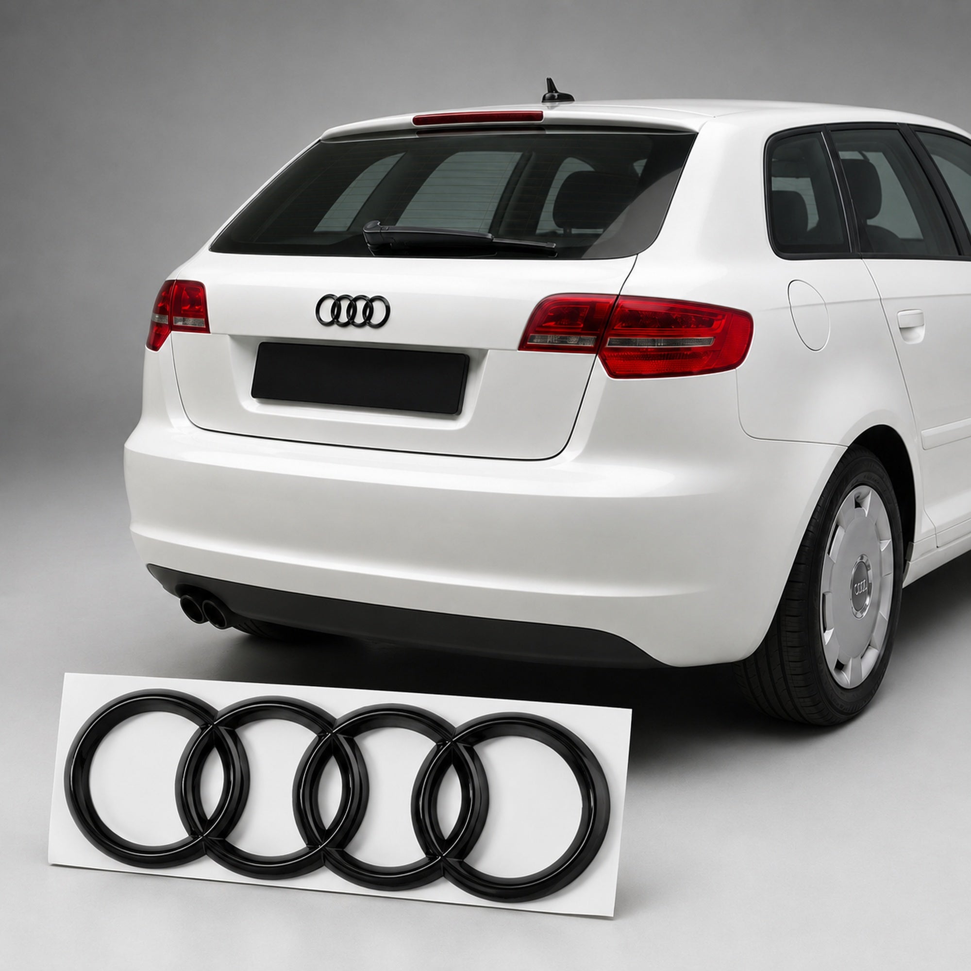 Set embleme Audi A3 8P, A4 B6/B7, 273+177 mm, Negru Lucios