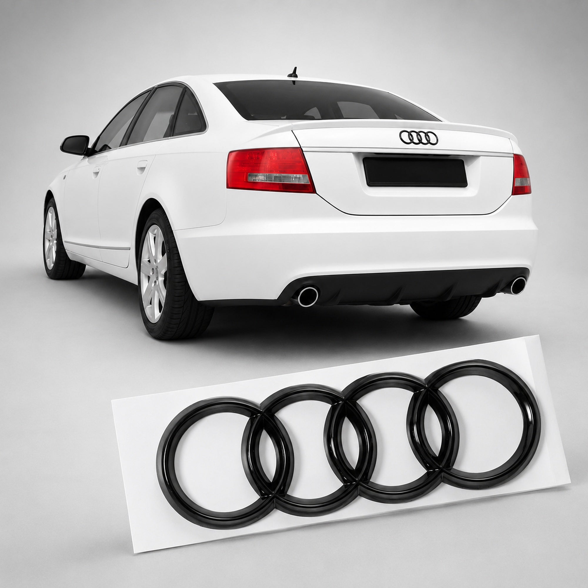 Set embleme Audi A6/S6/RS6 C6, 275+177 mm, Negru Lucios
