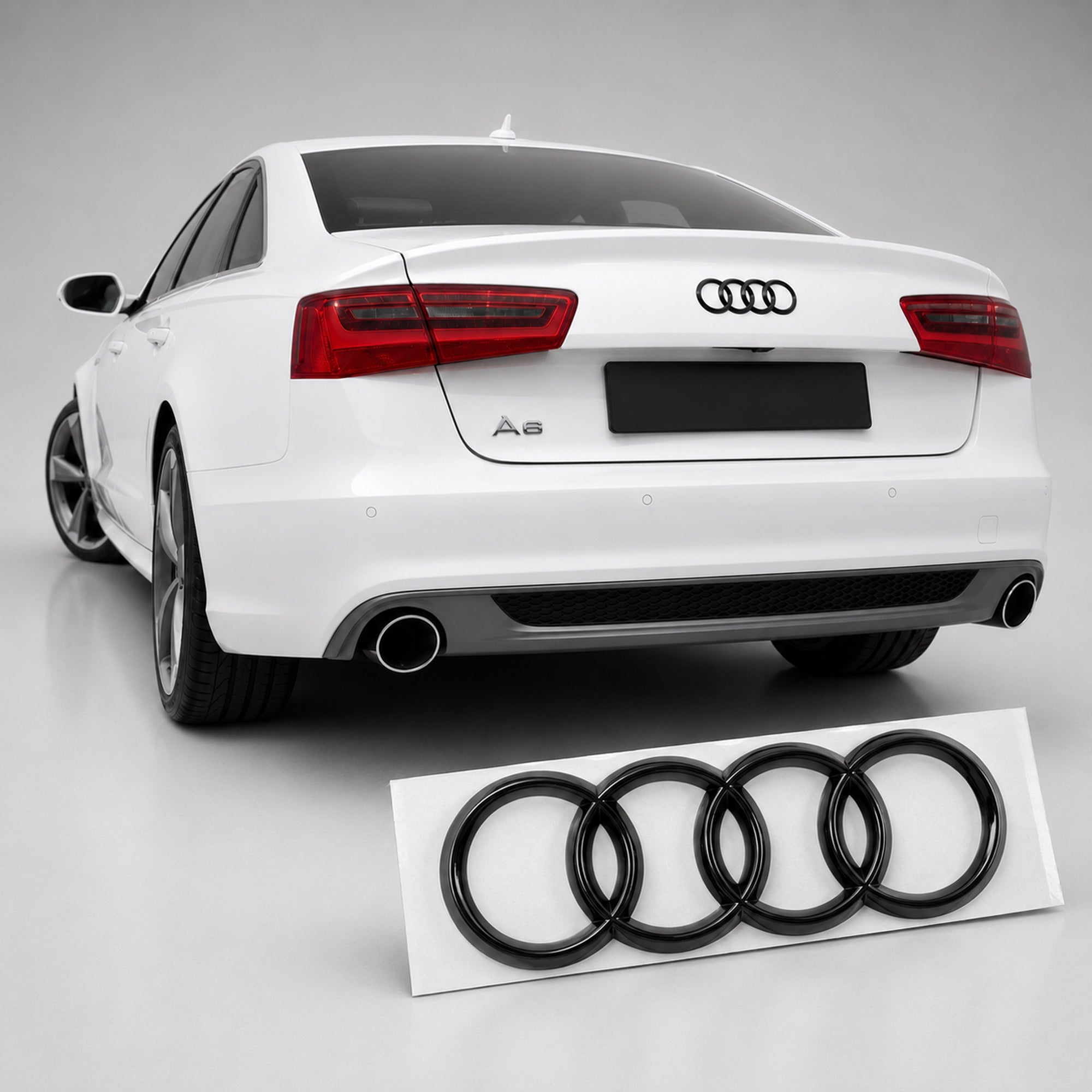 Set embleme Audi A6 C7, Q2 GA, Q3 8U/F3, Q5 8R/FY, Q8, 285+202 mm, Negru Lucios