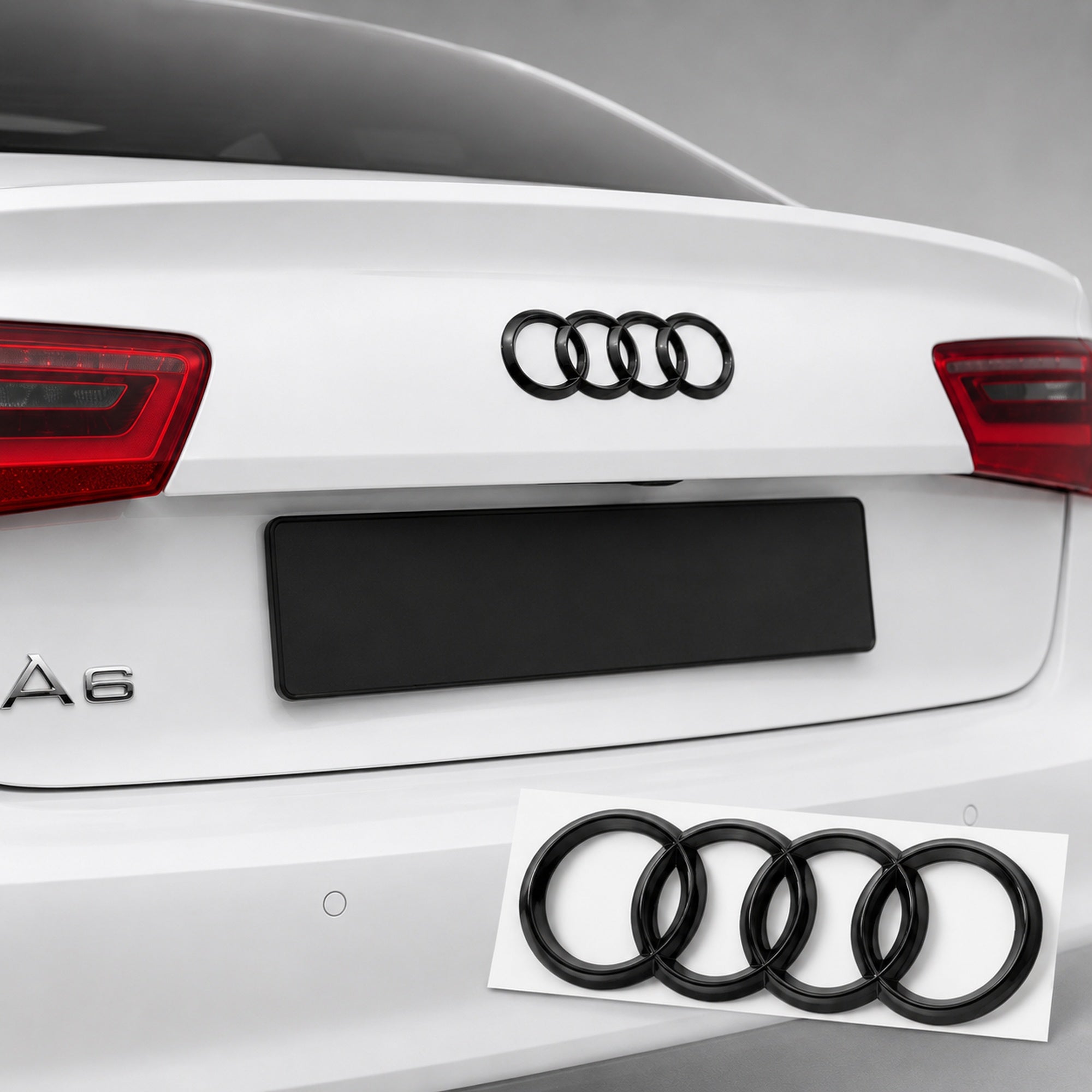 Set embleme Audi A6 C7, Q2 GA, Q3 8U/F3, Q5 8R/FY, Q8, 285+202 mm, Negru Lucios