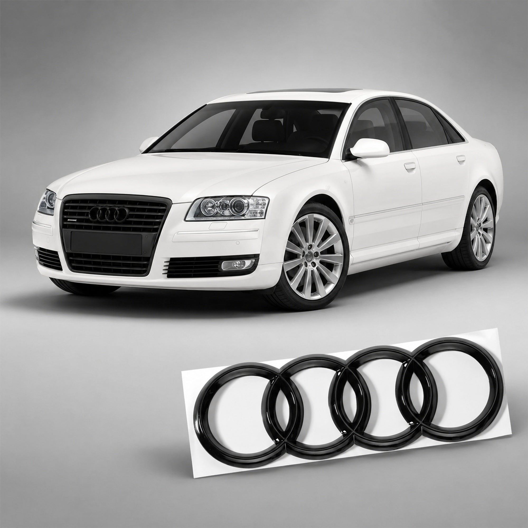 Set embleme Audi A8/S8 D3 Facelift, 275+202 mm, Negru Lucios