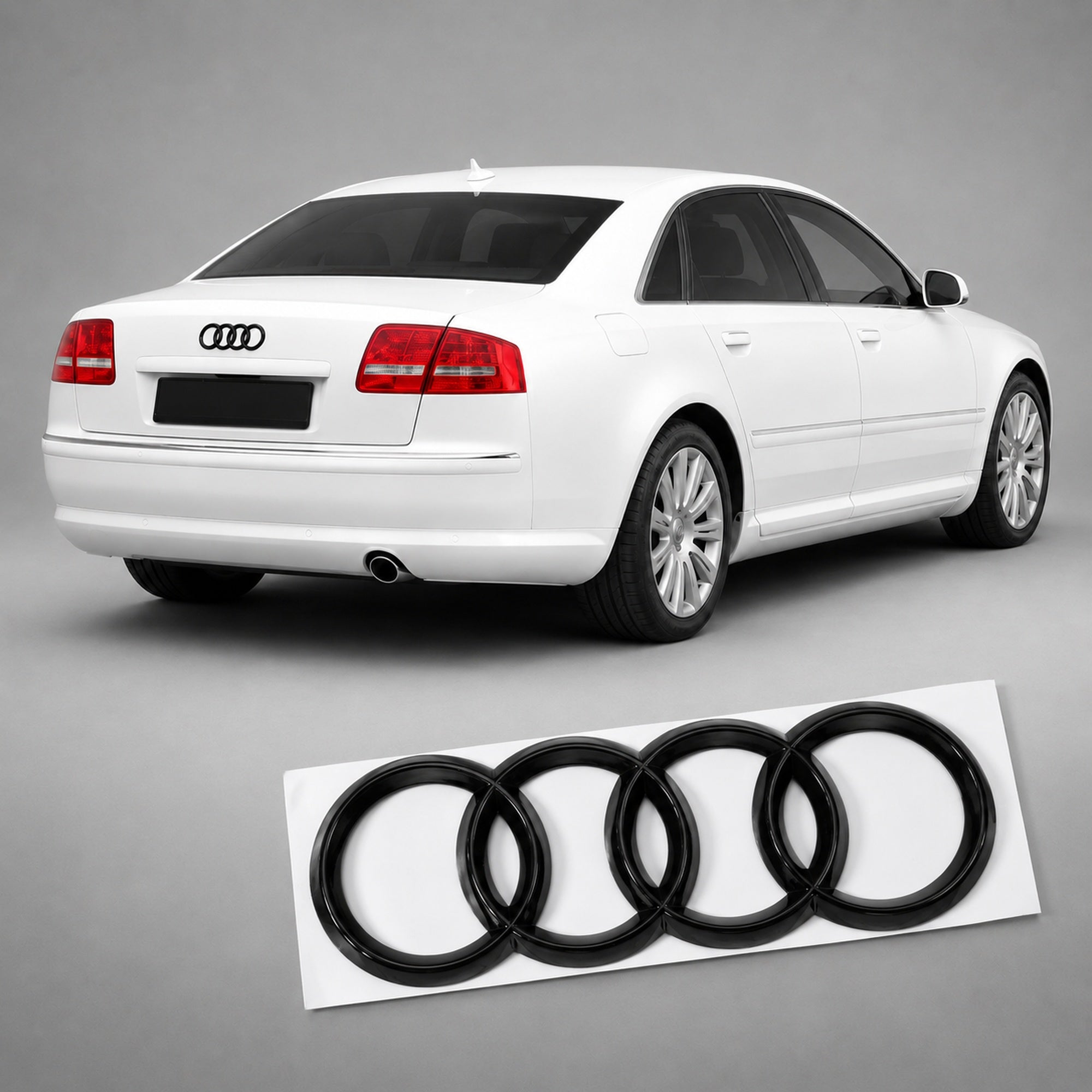 Set embleme Audi A8 D3 Pre-Facelift/D4, Q7 4L, 285+216 mm, Negru Lucios