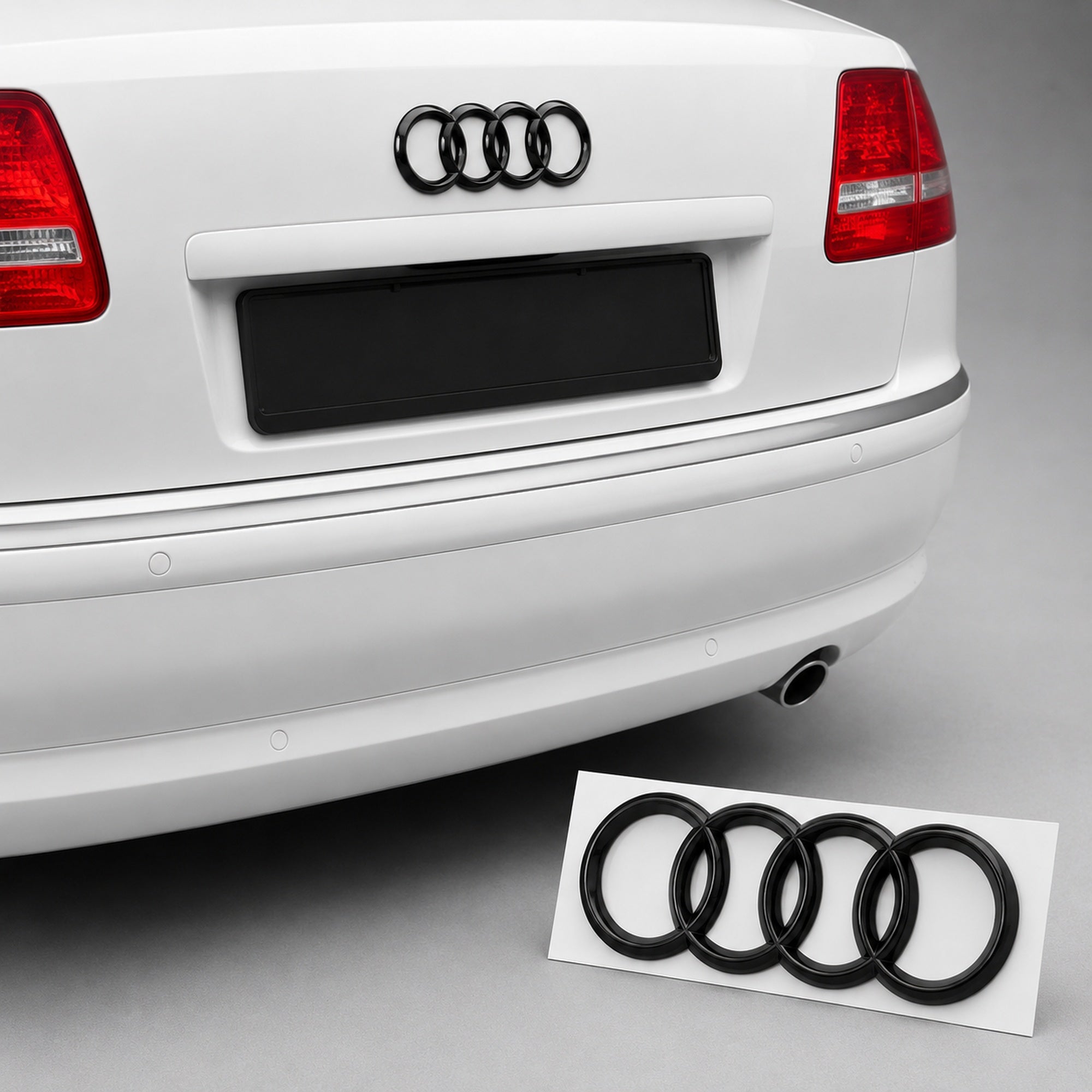 Set embleme Audi A8 D3 Pre-Facelift/D4, Q7 4L, 285+216 mm, Negru Lucios