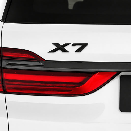 Emblemă BMW X7 Portbagaj/Haion 3x8.5cm G07 Negru Lucios, ABS