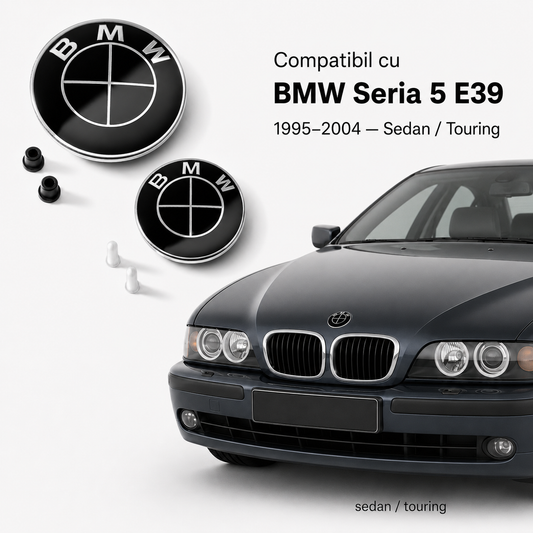 Set embleme BMW fata + spate 82mm 2 pini + 78mm 2 pini