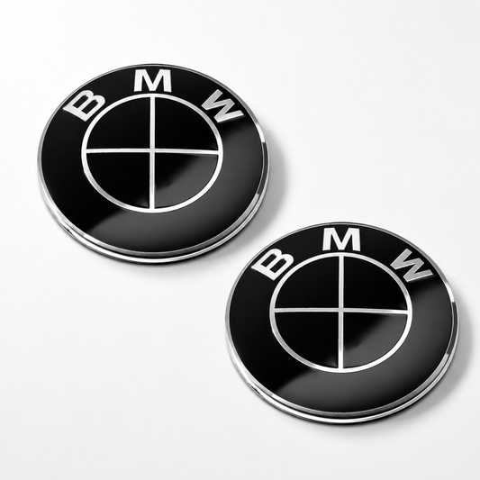 Set embleme BMW fata + spate 82mm 2 gauri + 82mm 2 gauri