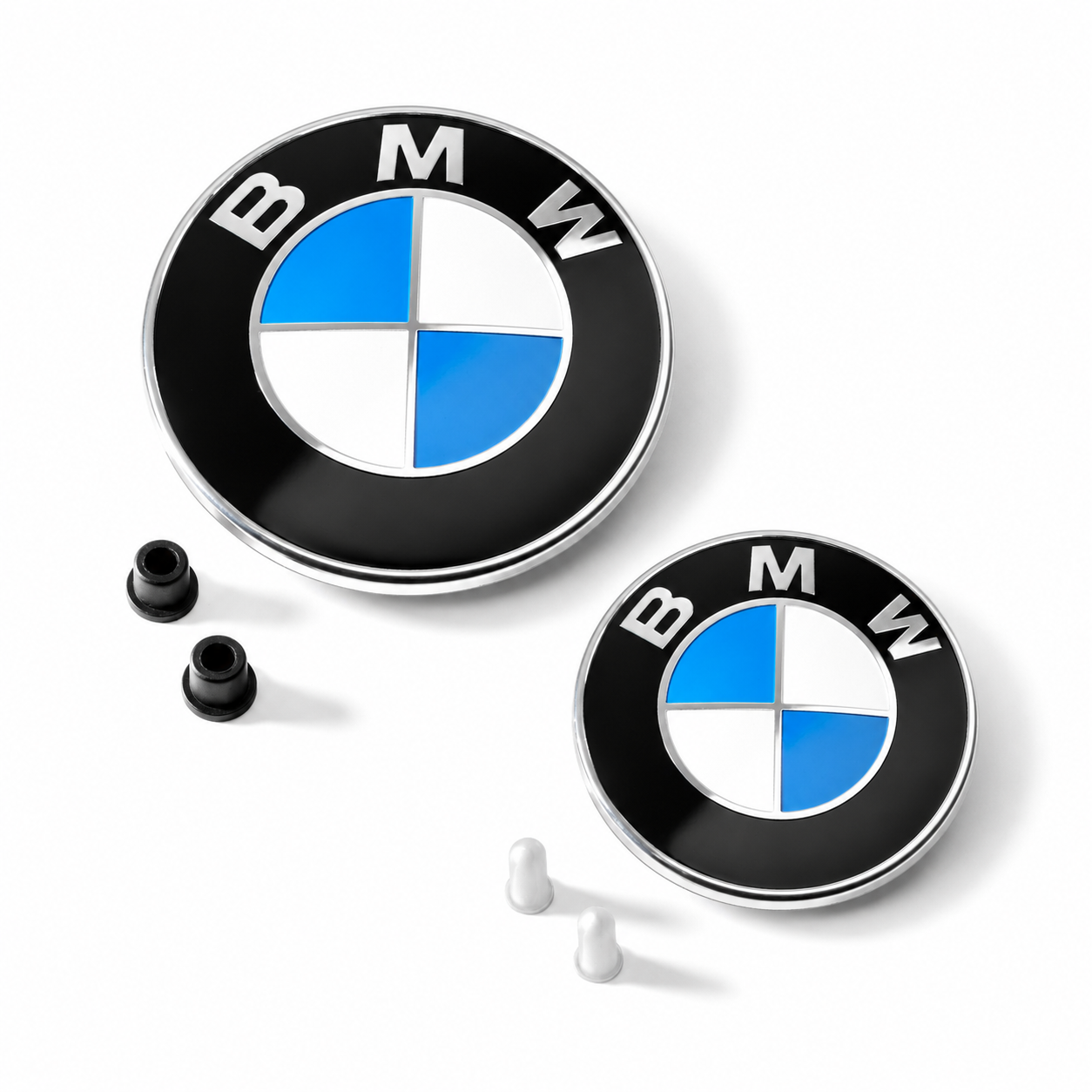 Set embleme BMW fata + spate 82mm 2 pini + 78mm 2 pini