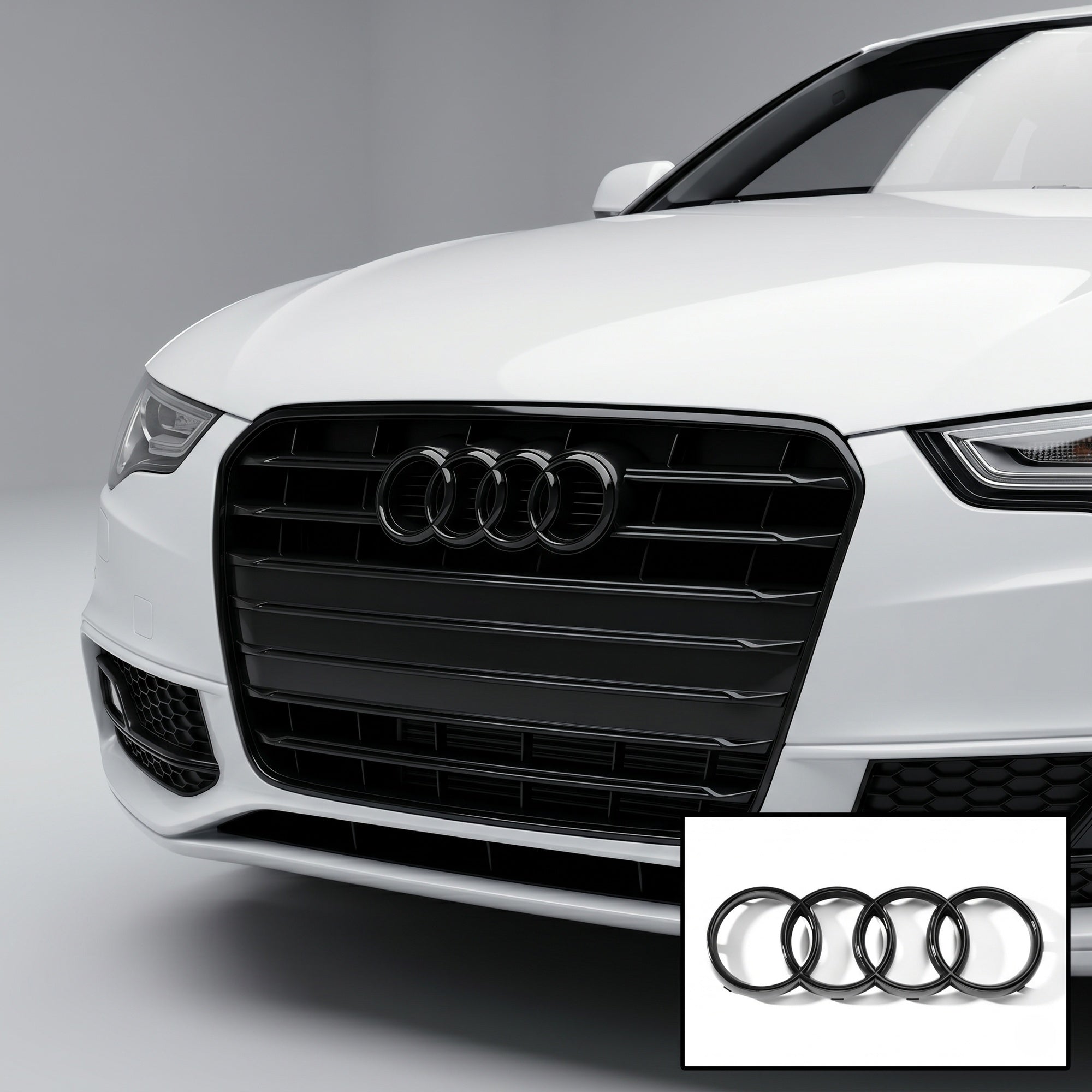 Set embleme Audi A5 8T Sportback, față 273 + spate curbat 192 mm, Negru Lucios