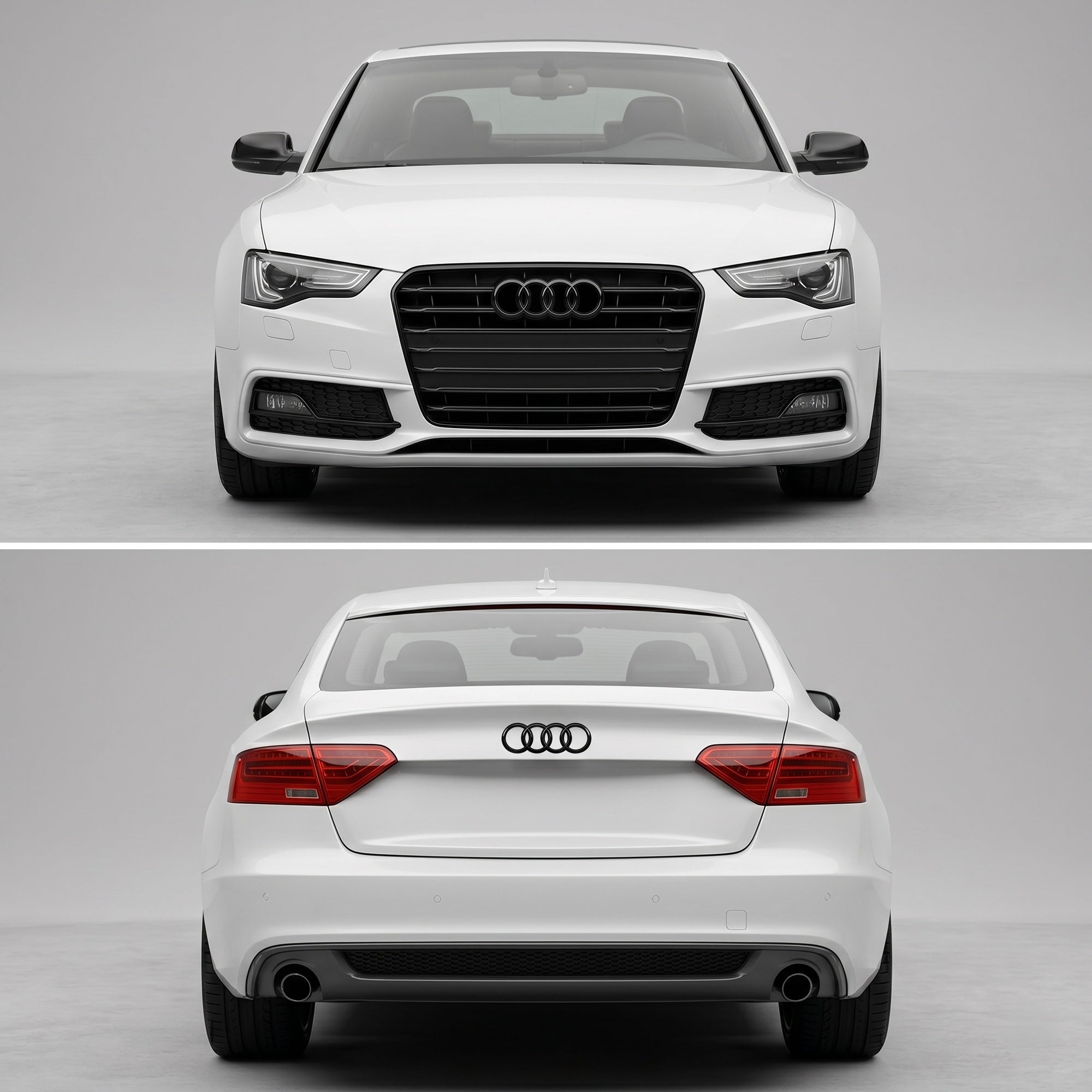 Set embleme Audi A5 8T Sportback, față 273 + spate curbat 192 mm, Negru Lucios