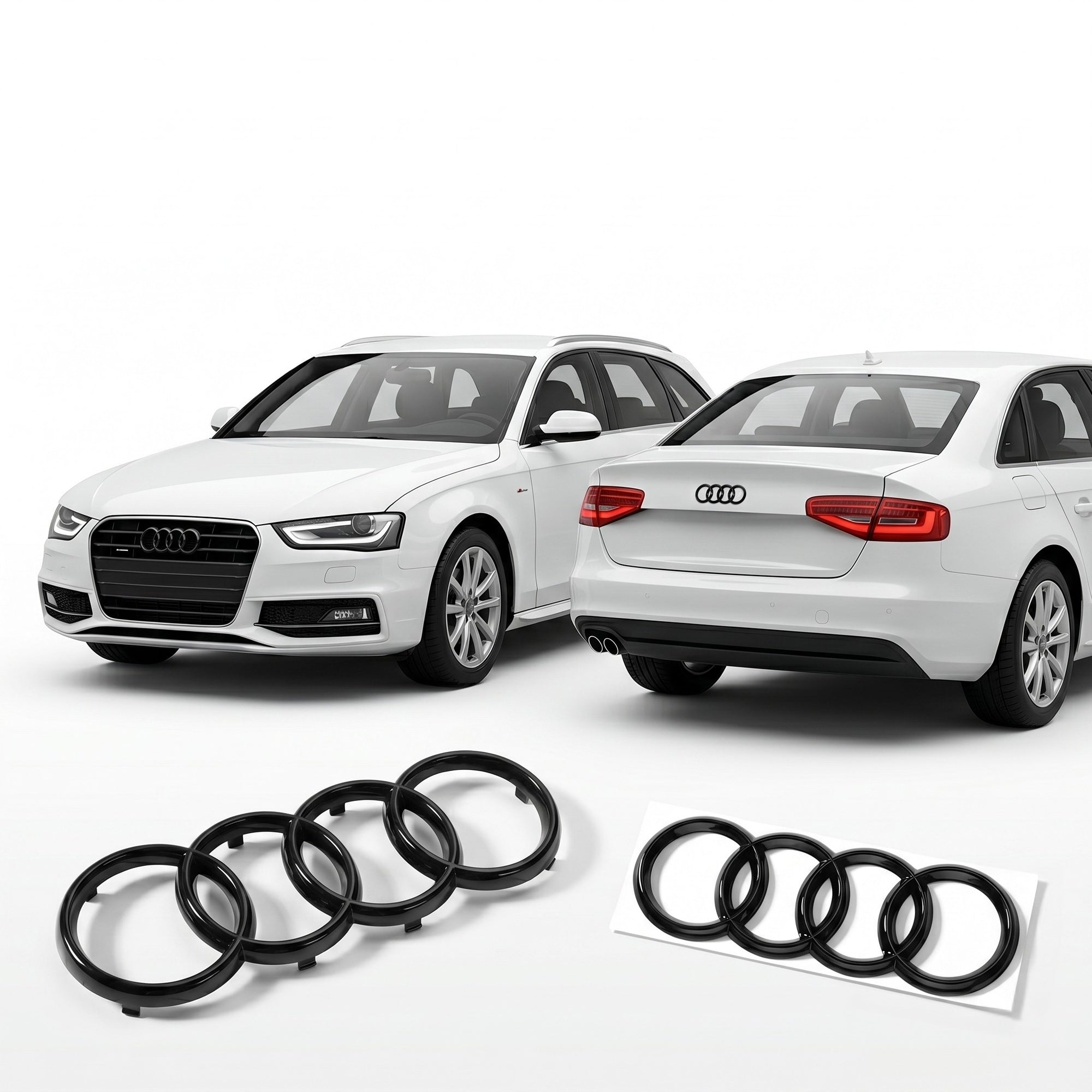 Set embleme Audi A3 8V, A4 B8/B9 Pre-Facelift, A5 8T Coupe/F5 Pre-Facelift, 273+192 mm, Negru Lucios