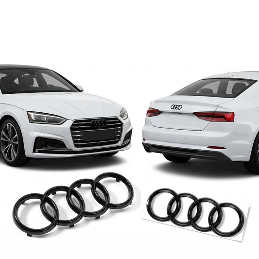 Set embleme Audi A3 8V, A4 B8/B9 Pre-Facelift, A5 8T Coupe/F5 Pre-Facelift, 273+192 mm, Negru Lucios
