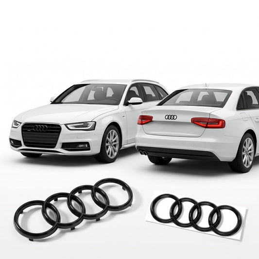 Set embleme Audi A3 8V, A4 B8/B9 Pre-Facelift, A5 8T Coupe/F5 Pre-Facelift, 273+192 mm, Negru Lucios