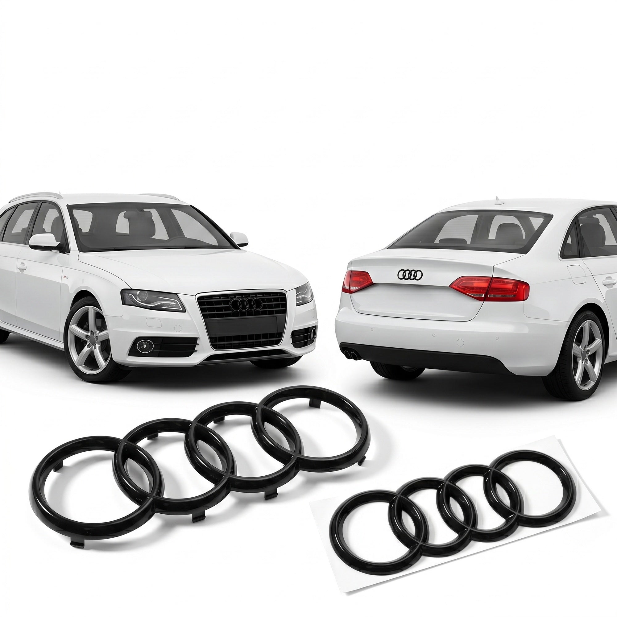 Set embleme Audi A3 8V, A4 B8/B9 Pre-Facelift, A5 8T Coupe/F5 Pre-Facelift, 273+192 mm, Negru Lucios