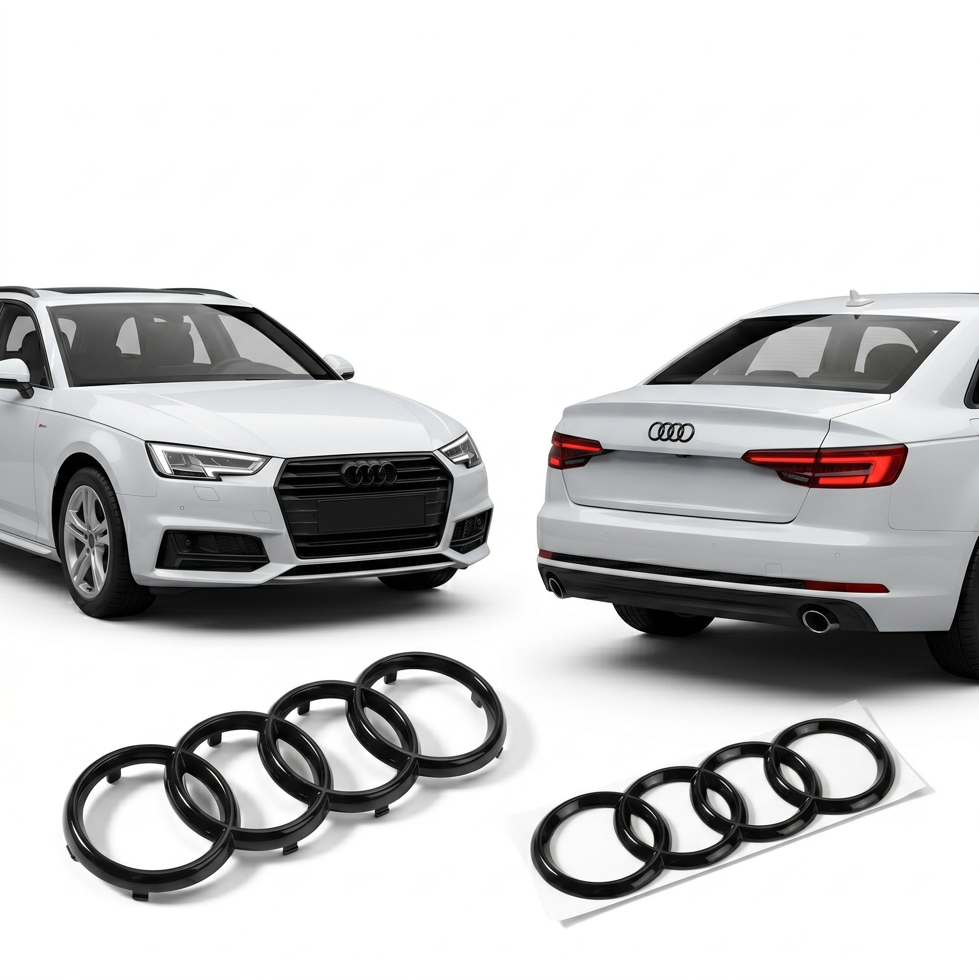 Set embleme Audi A3 8V, A4 B8/B9 Pre-Facelift, A5 8T Coupe/F5 Pre-Facelift, 273+192 mm, Negru Lucios