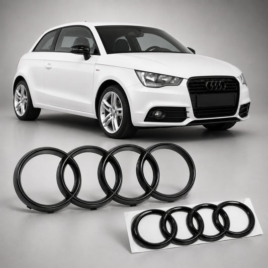 Set embleme Audi A1 8X/GB, A6 C8, A7 C8, 273+202 mm, Negru Lucios