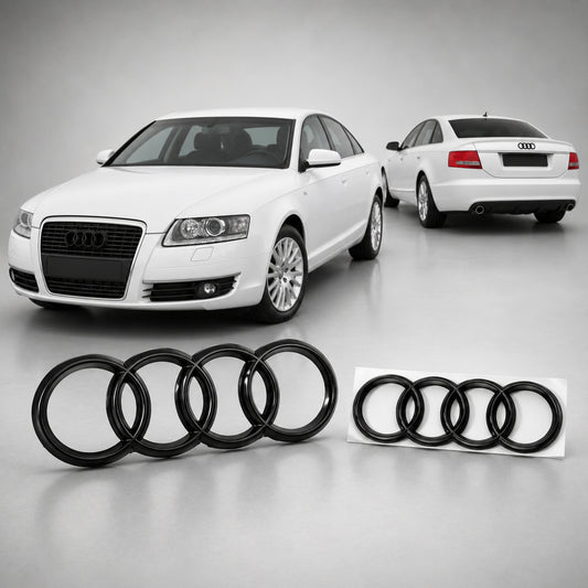 Set embleme Audi A6/S6/RS6 C6, 275+177 mm, Negru Lucios