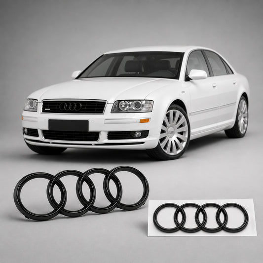 Set embleme Audi A8 D3 Pre-Facelift/D4, Q7 4L, 285+216 mm, Negru Lucios