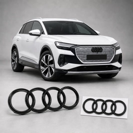 Set embleme Audi Q4 e-tron / Q8 e-tron, 285+192 mm, Negru Lucios