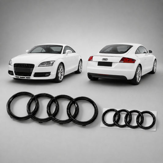 Set embleme Audi TT / TTS 8J, 263+202 mm, Negru Lucios