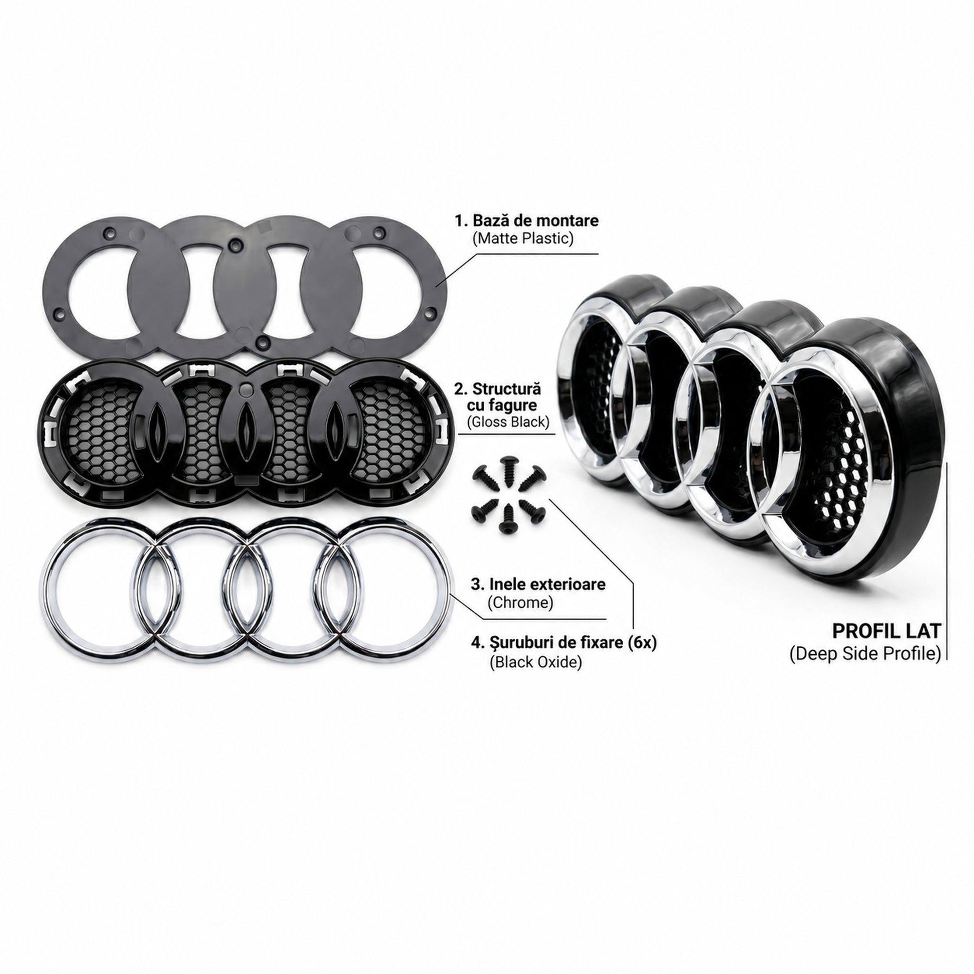 Suport emblema Audi grila fagure cu emblema